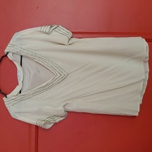 Chiffon beaded cream blouse